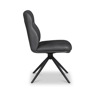 Perla Charcoal Faux Leather Swivel Dining Chair