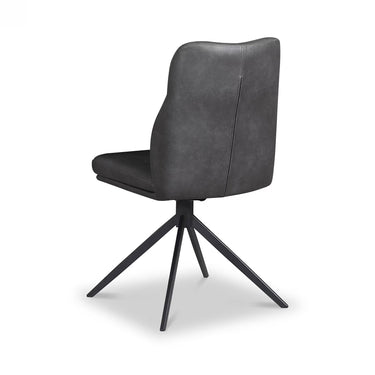 Perla Charcoal Faux Leather Swivel Dining Chair