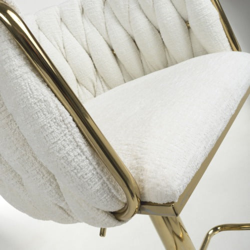 Threaded Stool Base Blaire Cream Fabric Threaded Effect Gold Base Bar Stool – Home Living ...