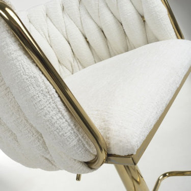 Blaire Cream Fabric Threaded Effect Gold Base Bar Stool