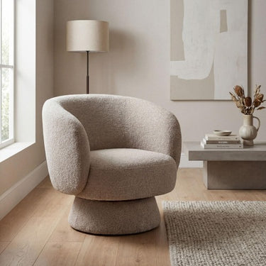 Venice Taupe Chenille Fabric Swivel Accent Chair