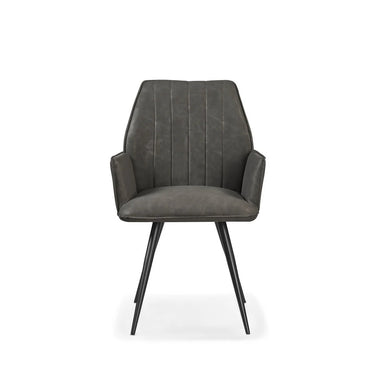Wishbone Distressed Dark Grey Faux leather Dining Chair