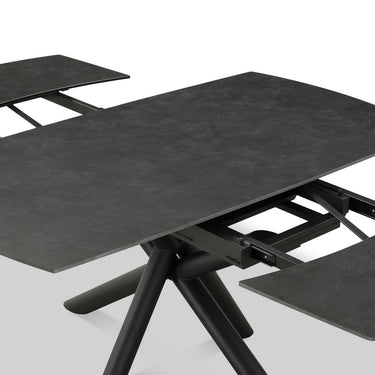 Murcia Dark Grey Swivel Double Extending Ceramic Dining Table