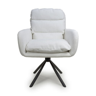 Cassie Corduroy White Swivel Chair