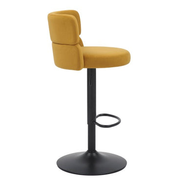Malmaison Mustard Velvet Black Base Bar Stool