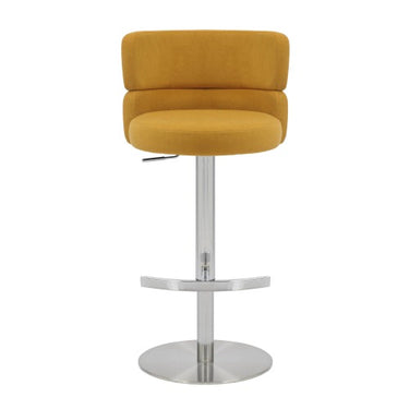 Malmaison Mustard Velvet Brushed Steel Base Bar Stool
