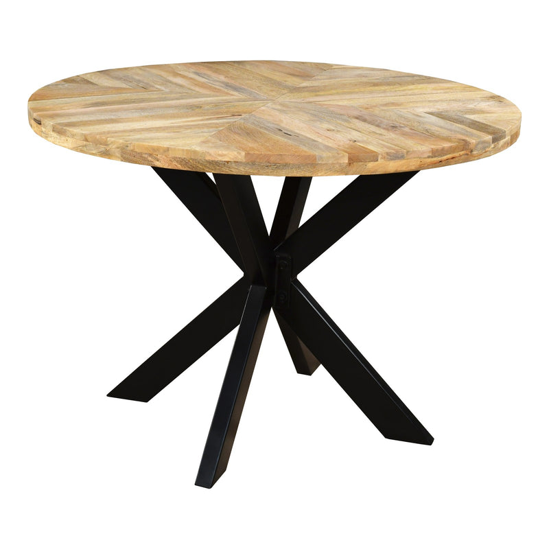 Karda Mango Wood Sunburst Round Dining Table