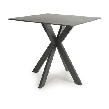 Kyoto 80cm Square Ceramic Grey Marble Dining Table & 2 Stellan Dark Grey Chairs Dining Set – the dining table