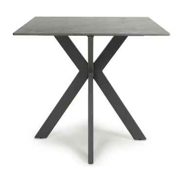 Kyoto 80cm Square Ceramic Grey Marble Dining Table & 2 Stellan Dark Grey Chairs Dining Set – dining table, alternate view