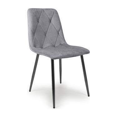 Kyoto 80cm Square Ceramic Grey Marble Dining Table & 2 Vernon Grey Velvet Chairs Dining Set – the dining chair