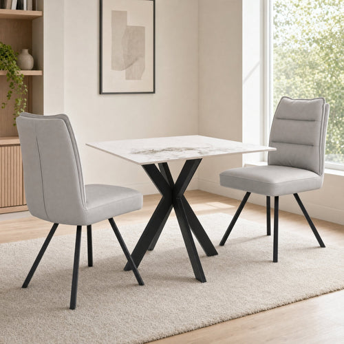 ["Table & 2 Stellan Light Grey Chairs"]