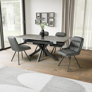 Table & 4 Denham Grey Swivel Chairs