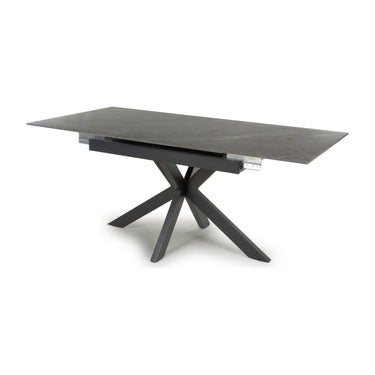 Kyoto Centre Rise 140-180cm Extending Grey Marble Dining Table & 4 Denham Grey Swivel Chairs Dining Set – the dining table