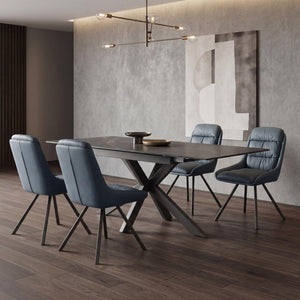 Table & 4 Denham Midnight Blue Swivel Chairs