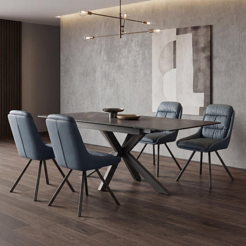 ["Table & 4 Denham Midnight Blue Swivel Chairs"]