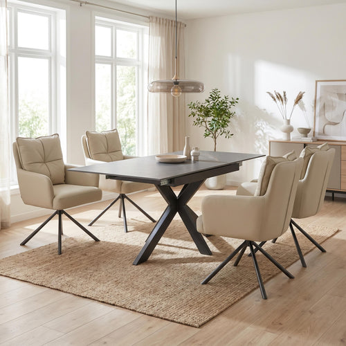 ["Table & 4 Lucan Taupe Chairs"]