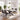 Kyoto Centre Rise 140-180cm Extending White Marble Dining Table & 4 Denham Grey Swivel Chairs Dining Set – complete dining set