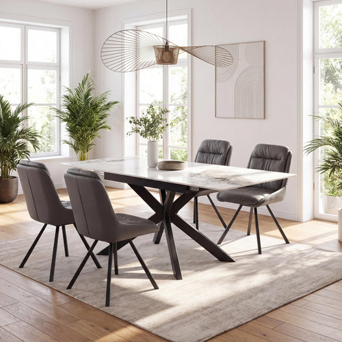 ["Table & 4 Denham Grey Swivel Chairs"]