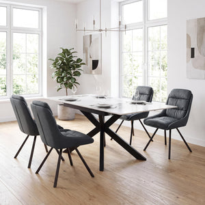 Table & 4 Denham Midnight Blue Swivel Chairs