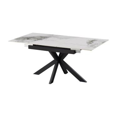 Kyoto Centre Rise 140-180cm Extending White Marble Dining Table & 4 Lucan Latte Chairs Dining Set – the dining table