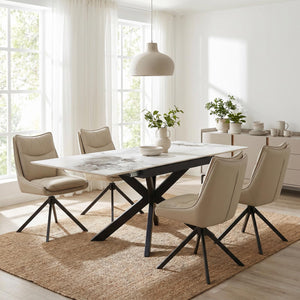 Table & 4 Vienna Stone Swivel Chairs