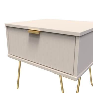 Linear 1 Drawer Bedside Cabinet in Kashmir Matt, close-up of the patterned drawer fronts