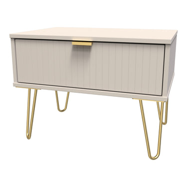 Linear 1 Drawer Wide Bedside Cabinet in Kashmir Matt, angled view