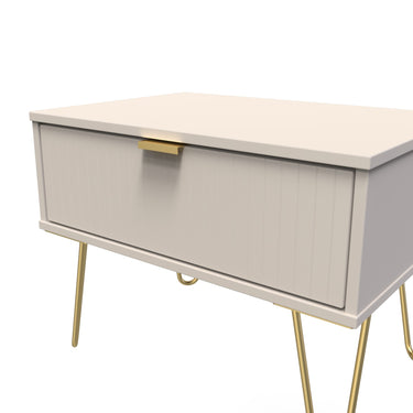 Linear 1 Drawer Wide Bedside Cabinet in Kashmir Matt, close-up of the patterned drawer fronts