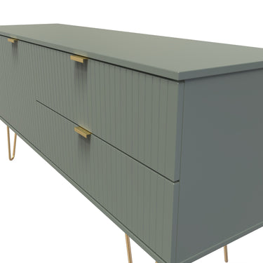 Linear 2 Door 2 Drawer Sideboard in Reed Green, close-up of the patterned drawer fronts