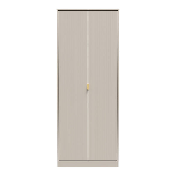 Linear 2 Door Wardrobe in Kashmir Matt with gold hairpin legs, front view