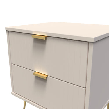 Linear 2 Drawer Bedside Cabinet in Kashmir Matt with gold hairpin legs, close-up of the patterned drawer fronts