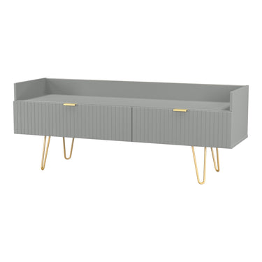 Linear 2 Drawer TV Unit in Dusk Grey, angled view