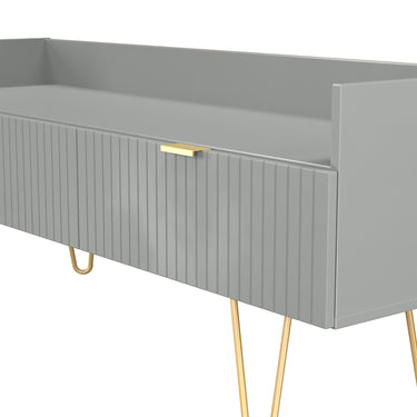Linear 2 Drawer TV Unit in Dusk Grey, close-up of the patterned drawer fronts