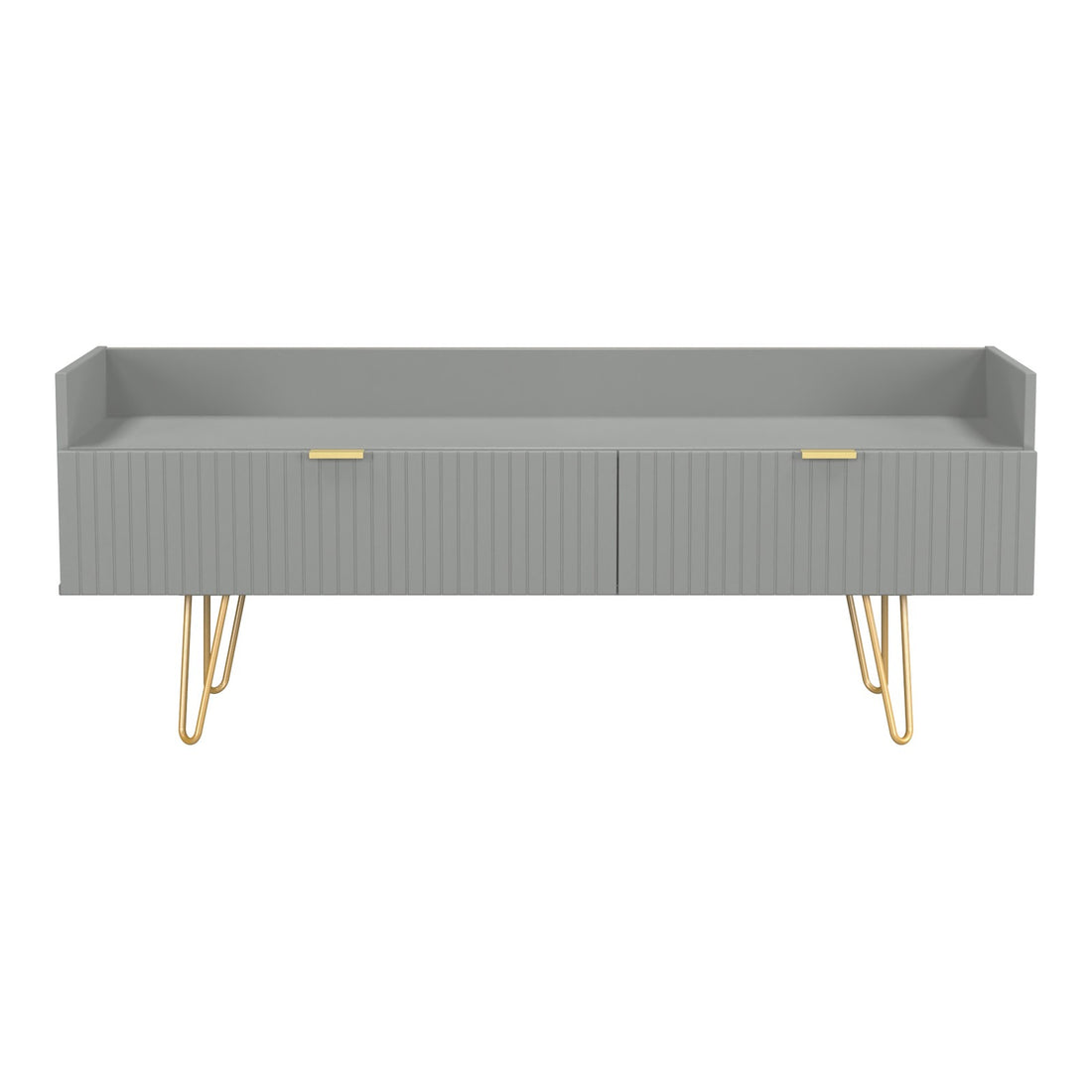 Linear 2 Drawer TV Unit in Dusk Grey, front view