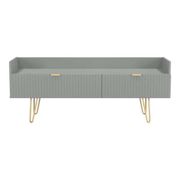 Linear 2 Drawer TV Unit in Dusk Grey, front view