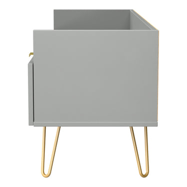 Linear 2 Drawer TV Unit in Dusk Grey, side view