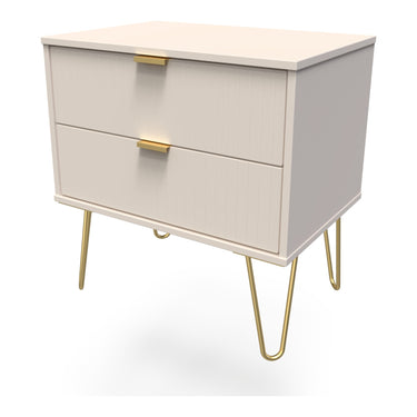 Linear 2 Drawer Wide Bedside Cabinet in Kashmir Matt, angled view