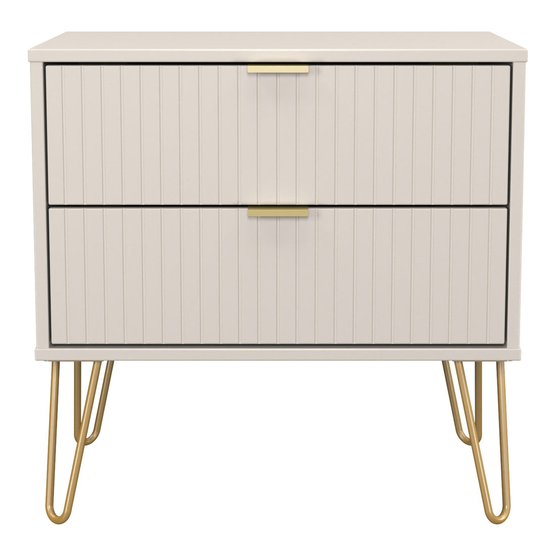Linear 2 Drawer Wide Bedside Cabinet in Kashmir Matt, front view