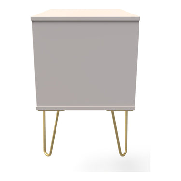 Linear 2 Drawer Wide Bedside Cabinet in Kashmir Matt, side view