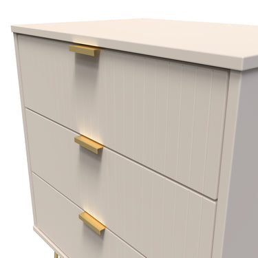 Linear 3 Drawer Midi Chest of Drawers in Kashmir Matt, close-up of the patterned drawer fronts