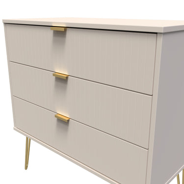 Linear 3 Drawer Wide Chest of Drawers in Kashmir Matt, close-up of the patterned drawer fronts