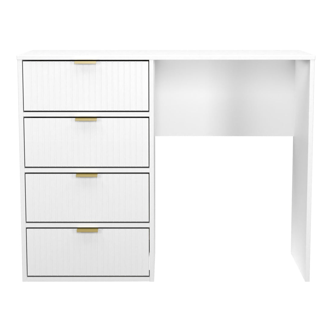 Linear 4 Drawer Desk in White Matt, front view