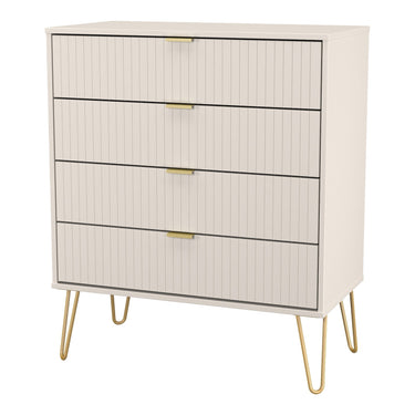 Linear 4 Drawer Wide Chest of Drawers in Kashmir Matt, angled view