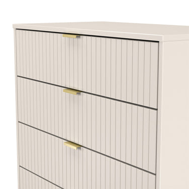 Linear 4 Drawer Wide Chest of Drawers in Kashmir Matt, close-up of the patterned drawer fronts
