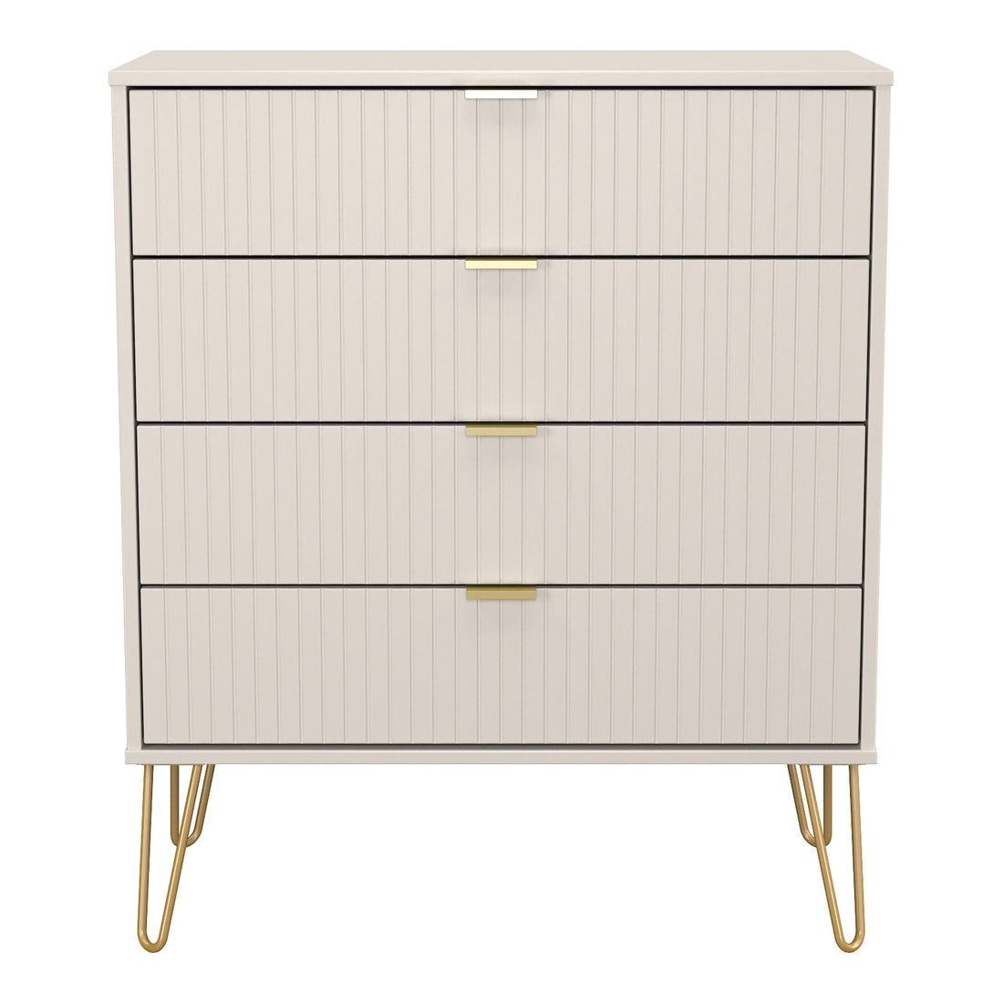 Linear 4 Drawer Wide Chest of Drawers in Kashmir Matt, front view