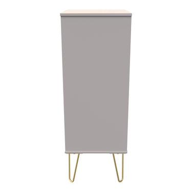 Linear 5 Drawer Narrow Chest of Drawers in Kashmir Matt with gold hairpin legs, side view