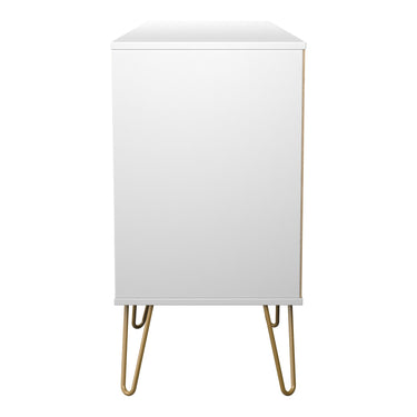 Linear 6 Drawer Wide Sideboard in White Matt, side view