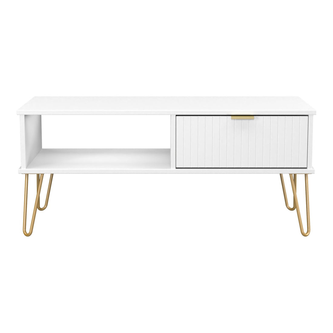 Linear Coffee Table in White Matt, front view