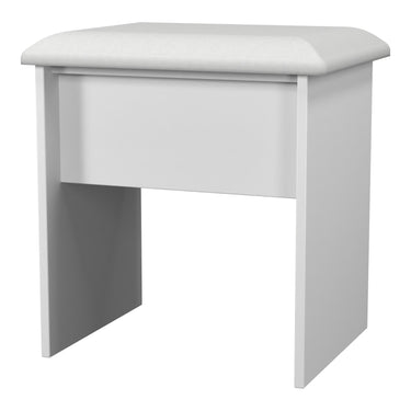 Linear Dressing Stool in White Matt, angled view
