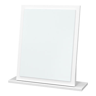 Linear Dressing Table Mirror in White Matt, angled view